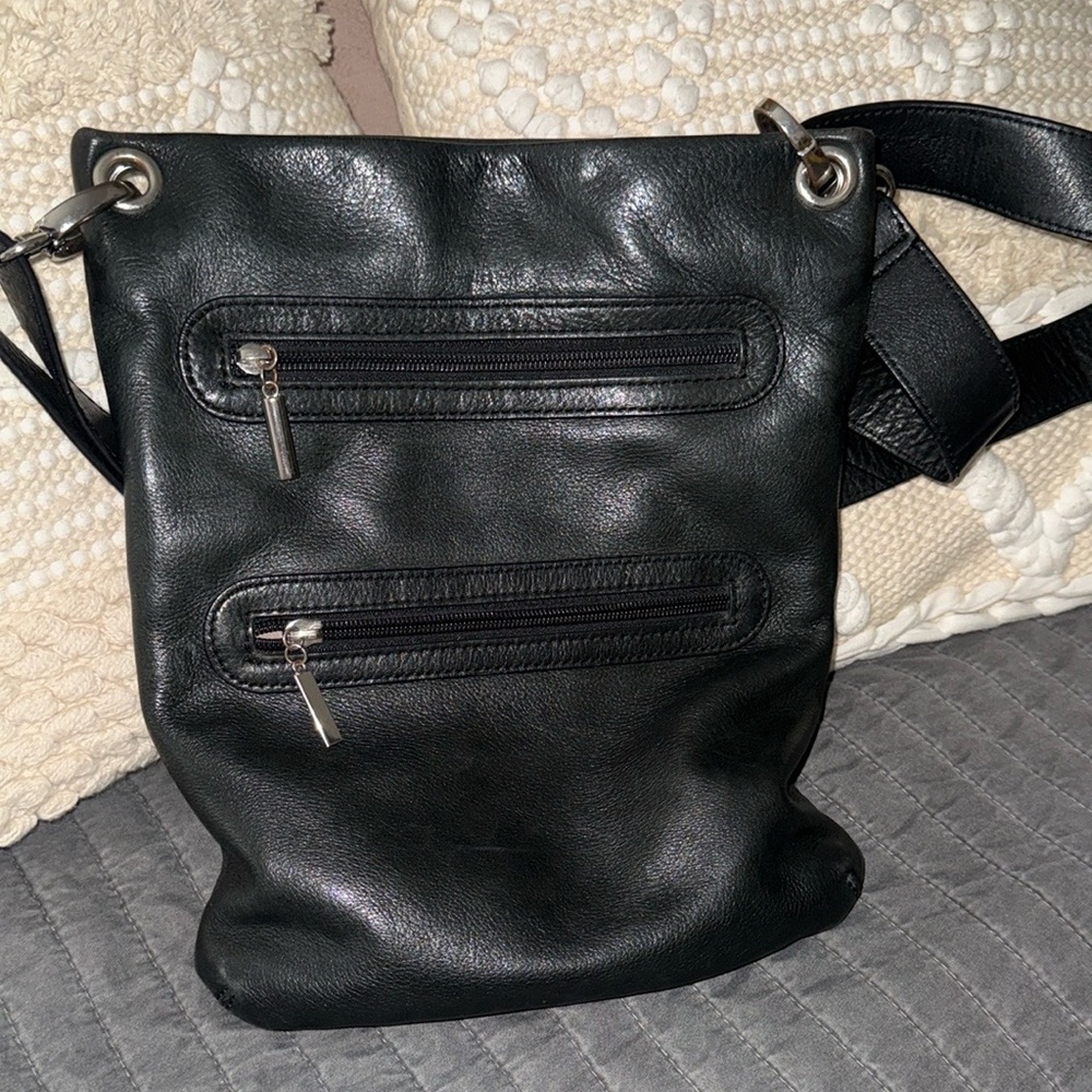 Margot Black Leather Crossbody Bag